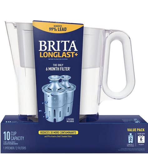 品質満点 ブリタラージ カップウォーターフィルターピッチャー つの標準フィルター BPAフリー グランド ホワイト Brita Large