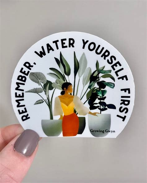 Water Yourself First Houseplant Design Waterproof Sticker Etsy
