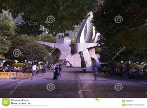 Modern Monument In Shanghai China By Night Editorial Stock Image