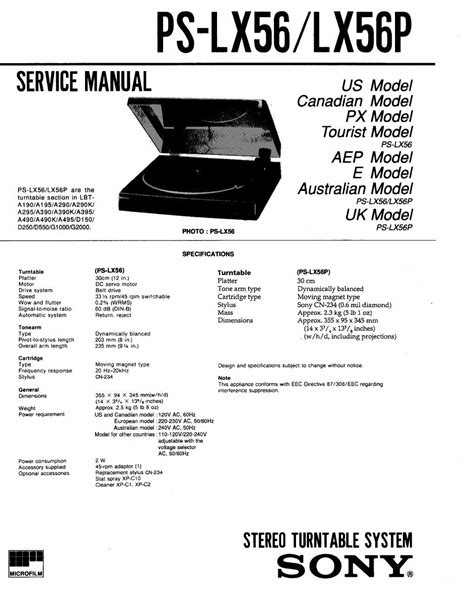 Free Audio Service Manuals Free Download Sony Ps Lx P Service Manual