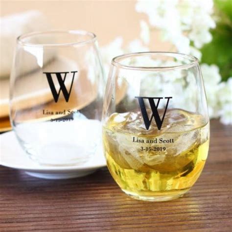 Personalized Bridal Stemless Wine Glasses 2325994 Weddbook