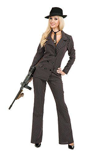 Charades Womens Gangster Moll Suit Costume As Shown Me Fancy Dress Plus Size Costumes