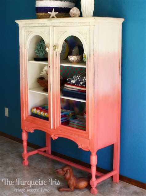 The Turquoise Iris ~ Furniture And Art Coral Ombre Cabinet