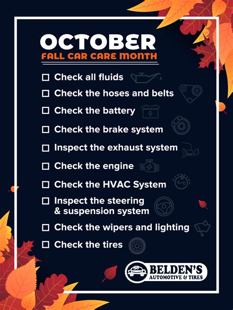 October Is Fall Car Care Month Beldens Automotive And Tires Beldens