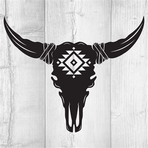Black Bull Skull Aztec Vinyl Decal Etsy Canada