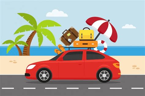 Premium Vector Summer Travel By Car Illustration