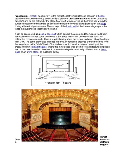 Kinds Of Theater Stage Proscenium Greek προσκήνιον Is The