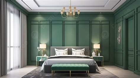 Modern Green Master Bedroom Background 3d Rendering Luxury Bedroom