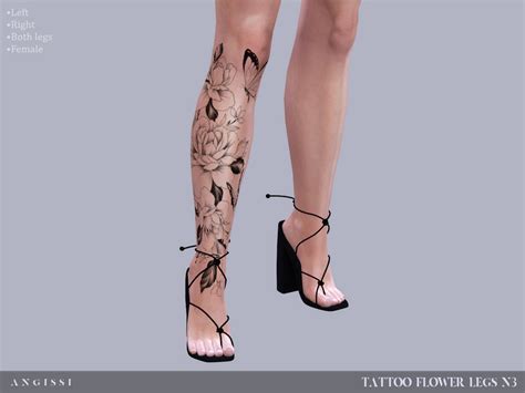 The Sims Resource Tattoo Flower Legs N3