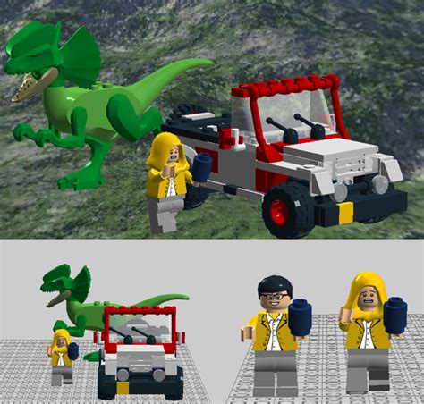 Custom Classic Jurassic Park Dennis Nedrydilophosaurus Lego Set R