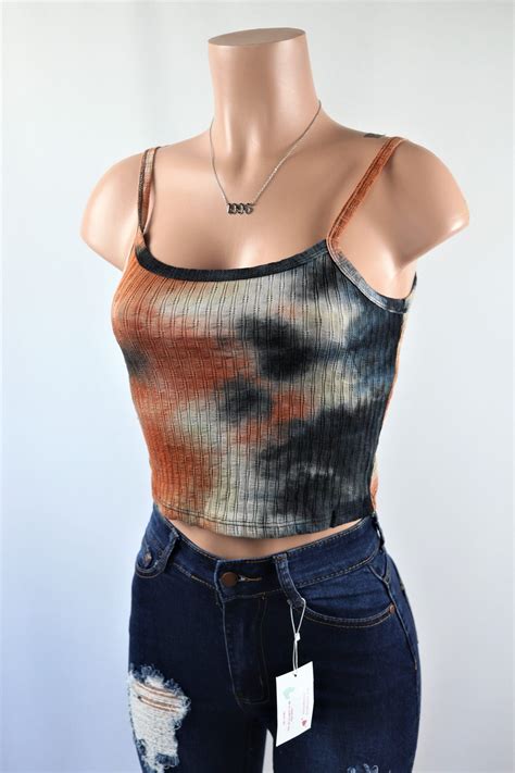 Tie Dye Crop Top Multi Color Scoop Neck Tie Dye Crop Top