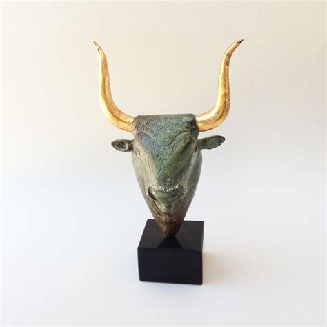 Minoan Bull Head Bronze Statue Greek Mythology Minotaur Museum
