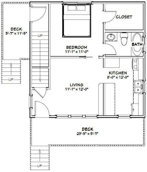 24x24 Duplex 1088 Sq Ft Pdf Floor Plan Instant Etsy