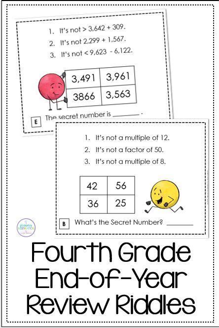 Fourth Grade Math Riddles Fourth Grade Math Math Riddles Math Review