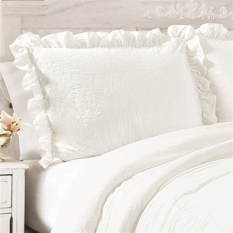 Lush Decor Reyna Comforter White Ruffled 3 Piece Set With Pillow Shams