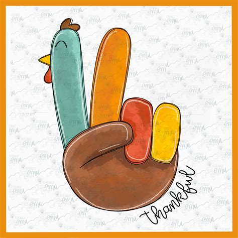 2 Files Peace Sign Turkey Png File Thanksgiving Sublimation Etsy