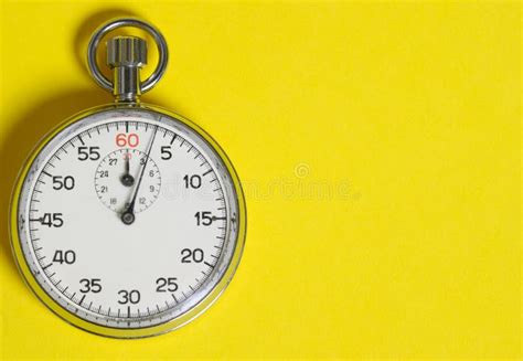 Classic Stopwatch On A Yellow Background Stock Image Image Of Watch