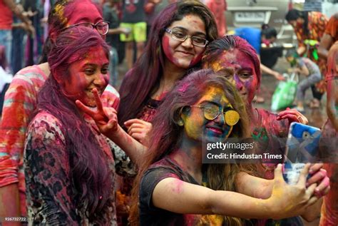 People Celebrate Festival Of Color Holi At Ghatkopar On March 2