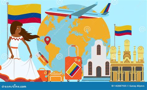 Welcome To Colombia Postcard Travel And Journey Concept Of Latinos Country Vector Illustration