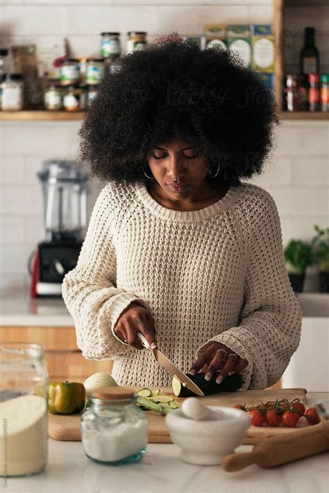 Beautiful Black Woman Cooking In Her Home Cooking Concept In 2020 Lifestyle Photography