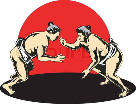Illustration Of Two Japanese Sumo Stock Vector Colourbox