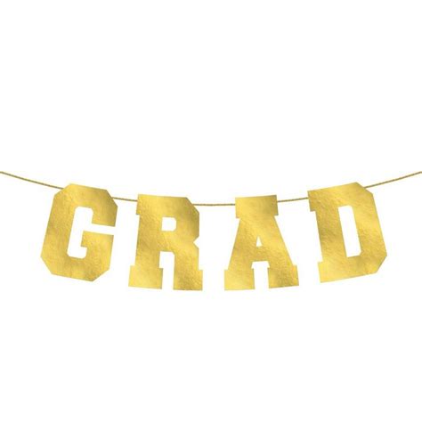 Metallic Gold Grad Cardstock And Rope Letter Banner 12ft Party City