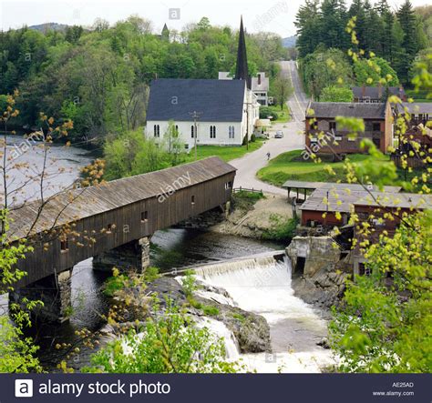 Covered Bridge In Village Of Bath New Hampshire Usa Stock