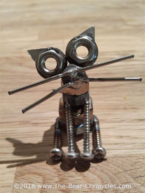 Diy Tig Welded Nut And Bolt Cat This Figurine Was Made With Stainless