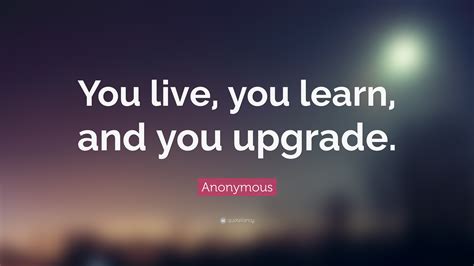 Anonymous Quote You Live You Learn And You Upgrade