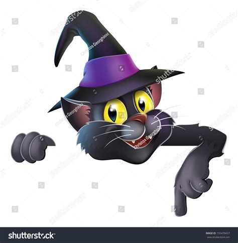 Happy Cute Halloween Black Witchs Cat Stock Vector Royalty Free 155478437