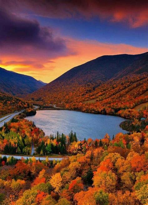 Sunrise Over Echo Lake New Hampshire By Greg Dubois Autumn Scenery