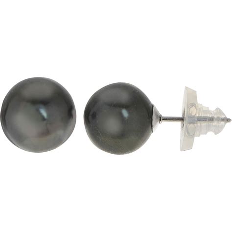 Imperial Sterling Silver Black Pearl Stud Earrings Gemstone Earrings
