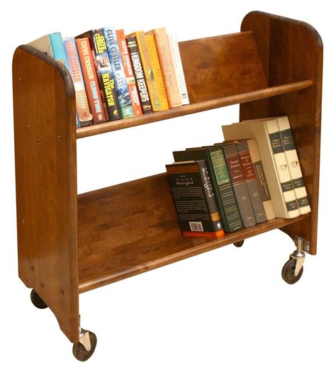 Book And Video Cart W Shelves And Walnut Stained Birch Rol Rack