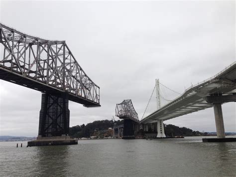 New Oakland Span Of Bay Bridge With Old Cantilever Span Demolition