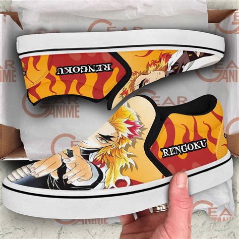 Rengoku Slip On Shoes Demon Slayer Custom Anime Shoes Sl16
