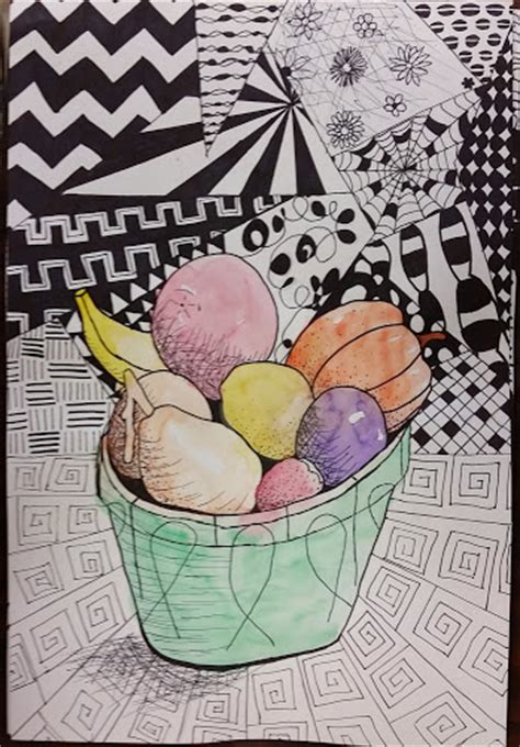 Fruit Bowl Zentangle A Painted Perspective