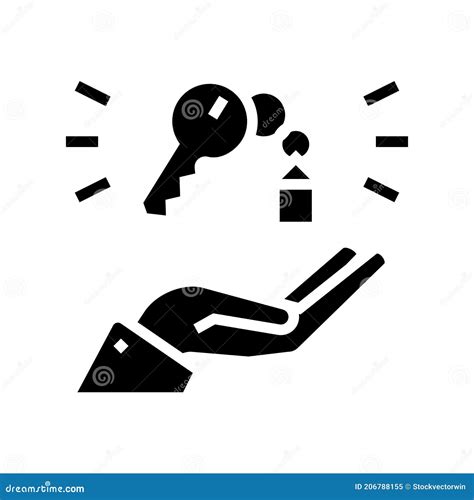 Hand Holding House Key Glyph Icon Vector Illustration Stock