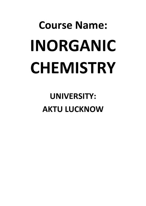 Solution Inorganic Chemistry 1 Studypool