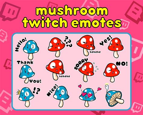 Mushroom Twitch Emotes Cute Mushroom Emotes Mushroom Emote Toadstool