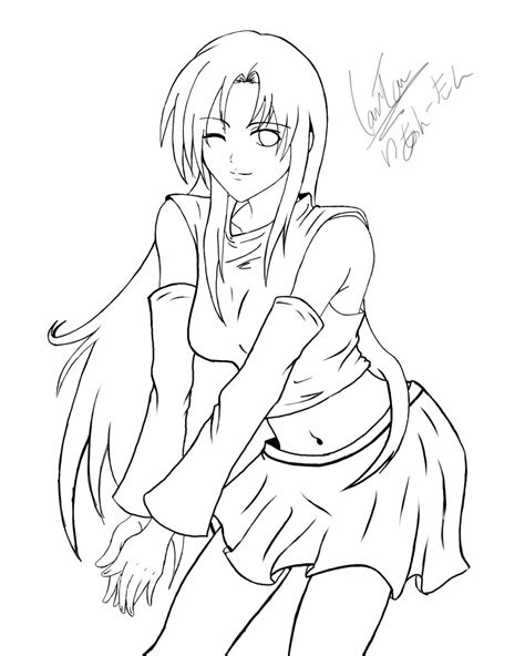 Anime Line Drawing By Chuloc On Deviantart Cute Anime Line Art Png