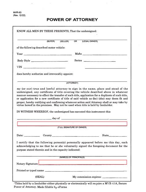 Power Of Attorney Automobile Form Printable Printable Forms Free Online