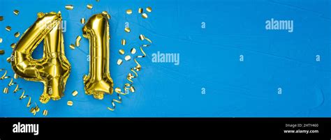 Gold Foil Balloon Number Forty One Birthday Or Anniversary Card With