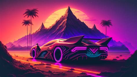 1920x1080 Synthwave Sports Car Laptop Full Hd 1080p Hd 4k Wallpapers