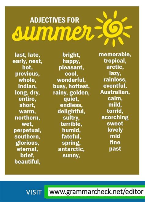 Different Ways To Describe Summer Writing Words Essay Writing Skills