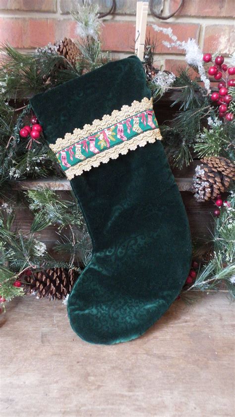 Vintage Green Velvet Christmas Stocking Vintage Handmade Etsy