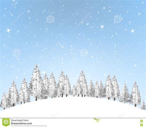 Lovely Snowy Winter Landscape Greeting Card Stock Illustration