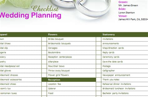Wedding Planner Checklist My Excel Templates