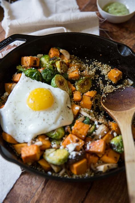 Sweet Potato Mushroom And Brussels Sprout Hash With Quinoa Vintage Mixer