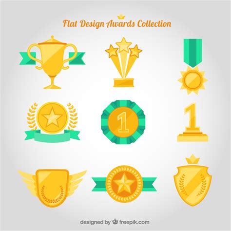 Premium Vector Flat Design Awards Collection With Green Details