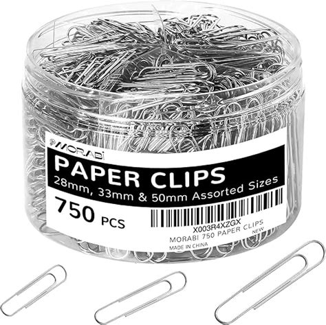 750pcs Paper Clips In Assorted Sizes For Paperwork